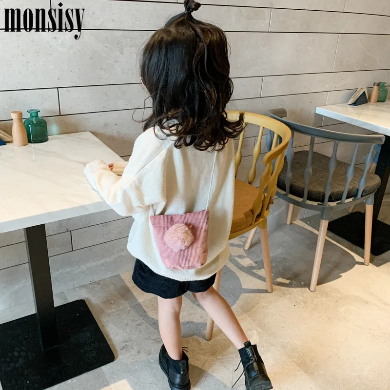 Monsisy зимняя детская сумочка для монет Детский кошелек сумка девочек Вельветовая