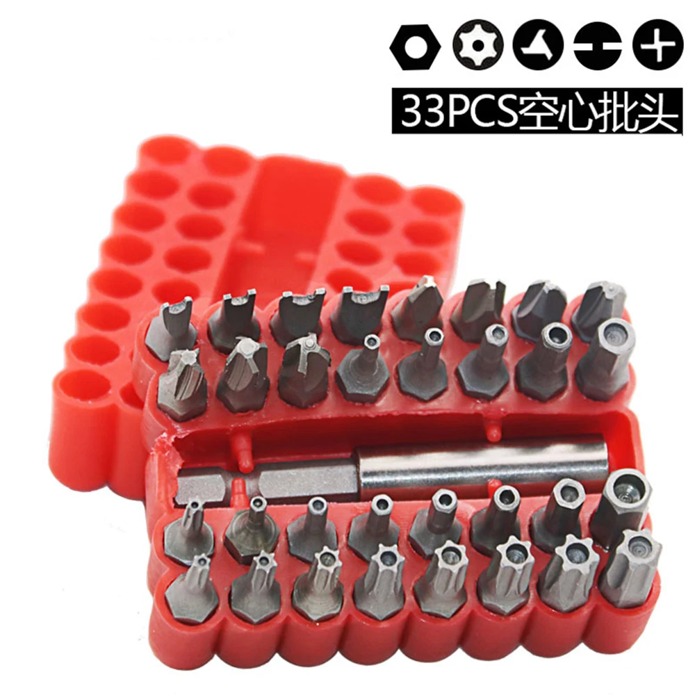 

33Pcs Screws Security Tamper Proof Spanner Star Hex Torx Wing Screwdriver Bits with 1/4" 6.35mm Magnetic Holder Drill Tools