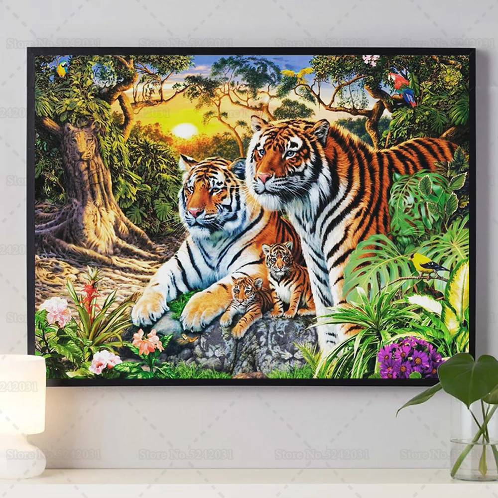 Cool Tigers Diamond Painting Full Drill Funny How Many In Photo Rhinestone Needlework Cross Stitch Kit Home Decor | Дом и сад