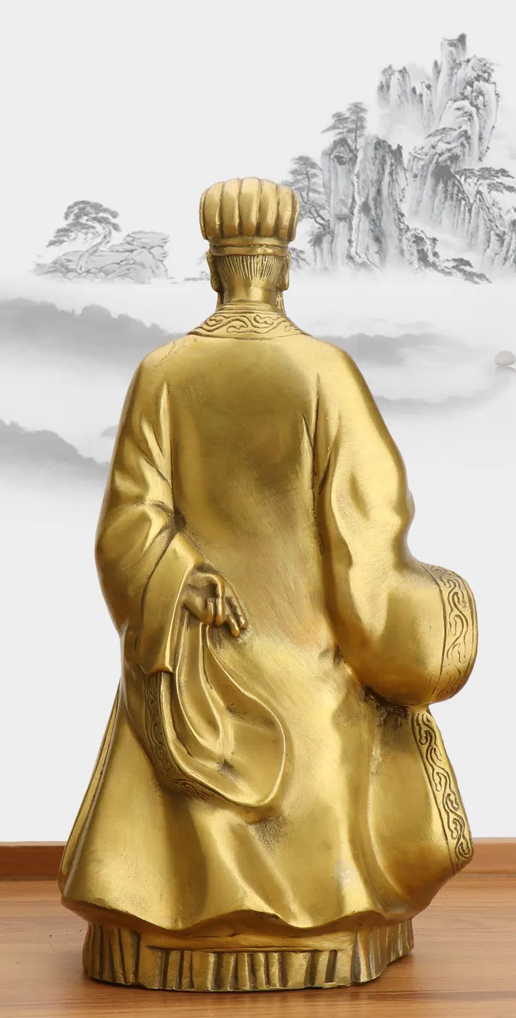 Zhuge Liang статуя из чистой меди ремесла фэн-шуй украшения Скульптура сна Grgon бронзовые украшения семьи, украшения офиса