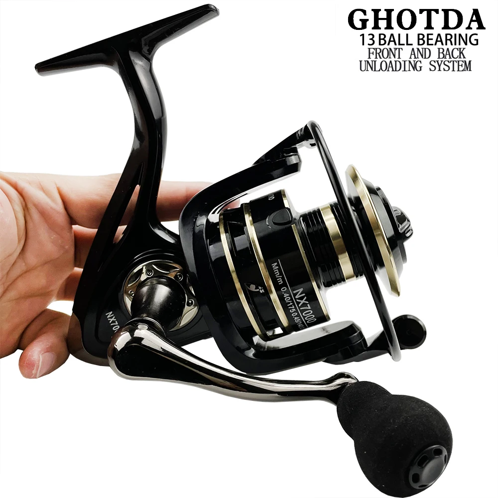 

GHOTDA New 13+1BB Fishing Spinning Reel 2000-7000 No Gap Metal Spool Gear Ratio 5.2:1/ 4.7:1 Reel Carp Fishing Gear Pesca