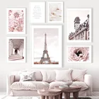 Настенная картина розовая роза с изображением Эйфелевой башни
