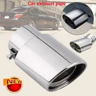 Универсальный хромированный хвостовик автомобиля из нержавеющей стали, задний прямой круглый глушитель выхлопной трубы, глушитель, наконечник трубы, аксессуары