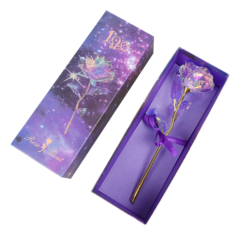 Искусственная сказочная Роза цветок со светодиодной подсветкой Галактическая