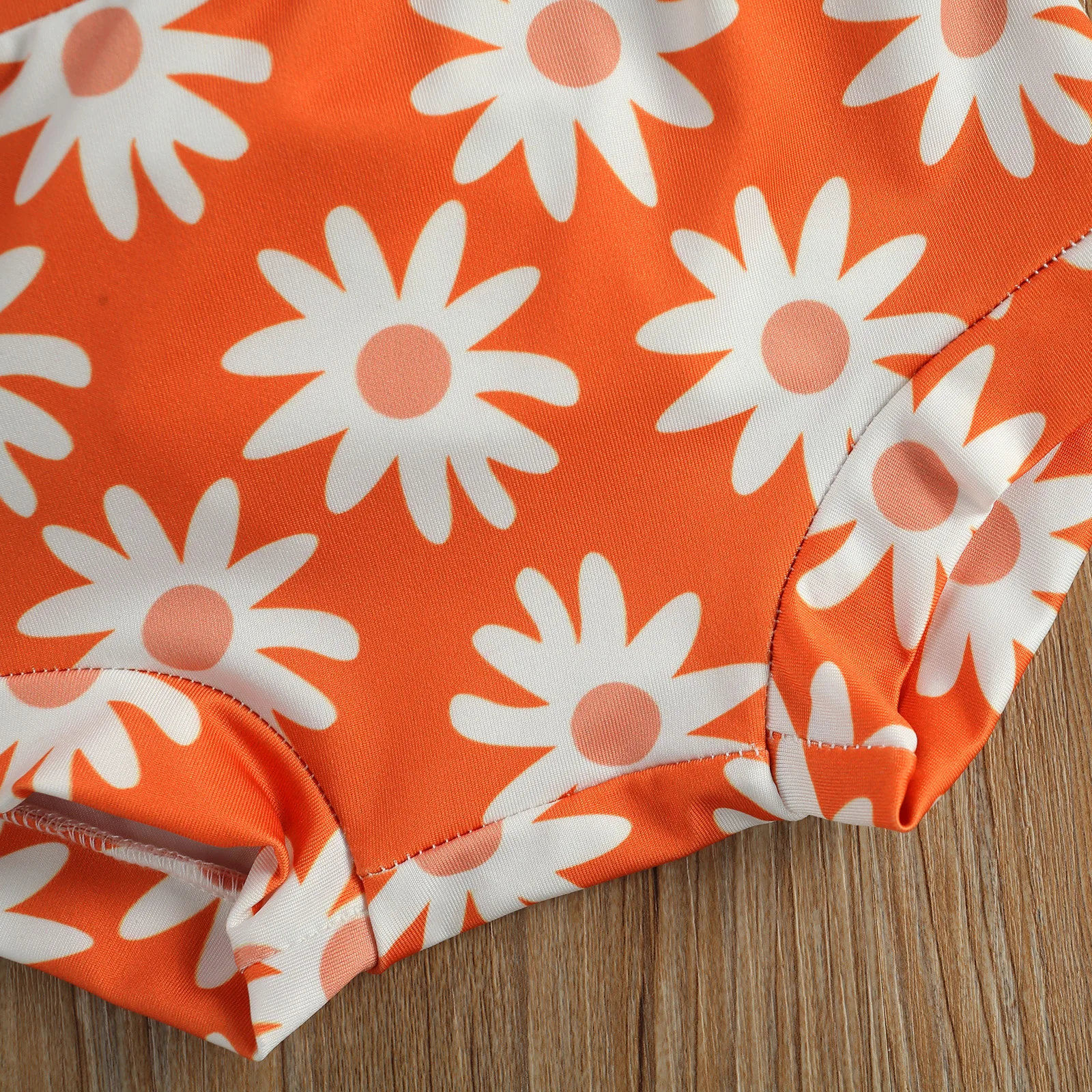 

Toddler Baby Flower Printing 3PC Set, Infant Girl's Boat Collar Flying Sleeve Bodysuit + Short Pants + Headband Set 0-24M