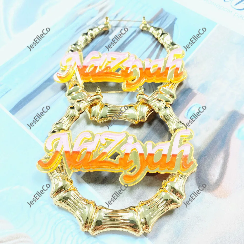 Золотой пользовательское имя серьги модные ювелирные изделия полые письмо по