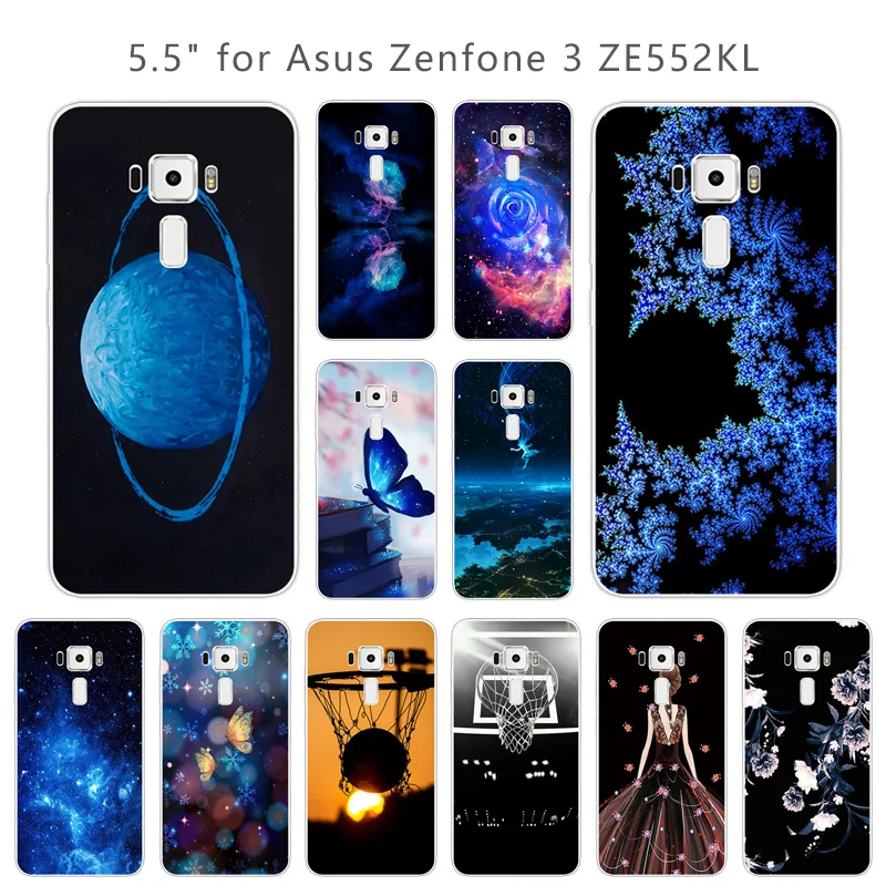Для Asus Zenfone 3 ZE552KL Синий чехол для телефона Ультратонкий Мягкий силикон задняя