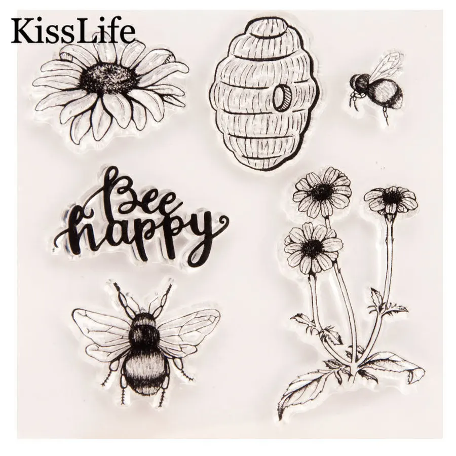 1 лист прозрачные резиновые штампы для скрапбукинга ромашки цветов пчелы | Дом и