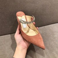 womens shoes spring new style rhinestone velvet bread head shallow mouth pointed stiletto women high heels