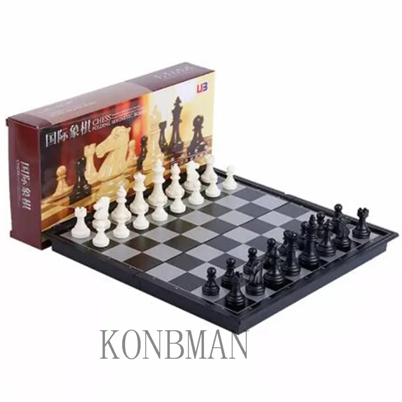 

Portable Travel Folding Checkers&Chess Set Plastic Magnetic Chess Pieces Children Gift Entertainment Board Game