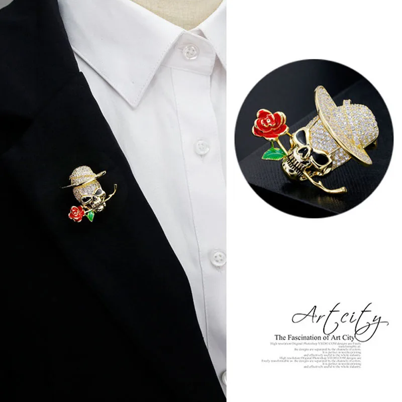Модный сверкающий фианит Хэллоуин булавки для мужчин и женщин бижутерия высокое