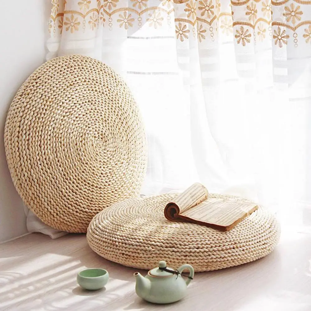 

Round Natural Weave Straw Handmade Pillow Floor Yoga Seat Mat Thickening Chair Tatami Meditation Window Cushion Home Decor