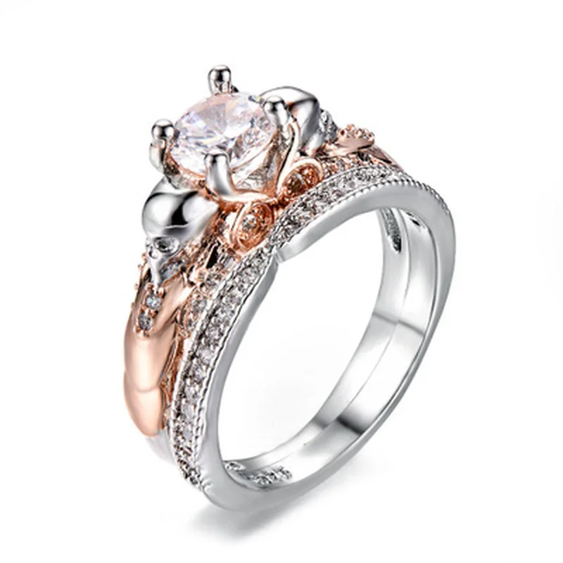 Женское двойное кольцо с кристаллами в готическом стиле | Украшения и аксессуары