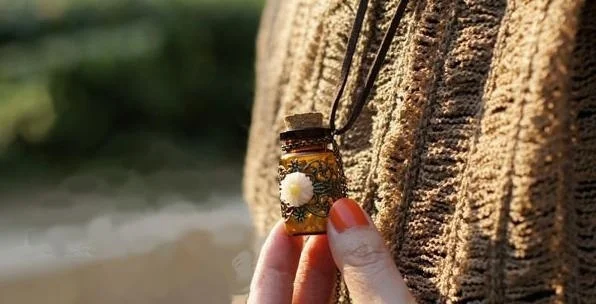 Long retro leather cord sweater chain Wooden cork carved wishing bottle necklace | Дом и сад
