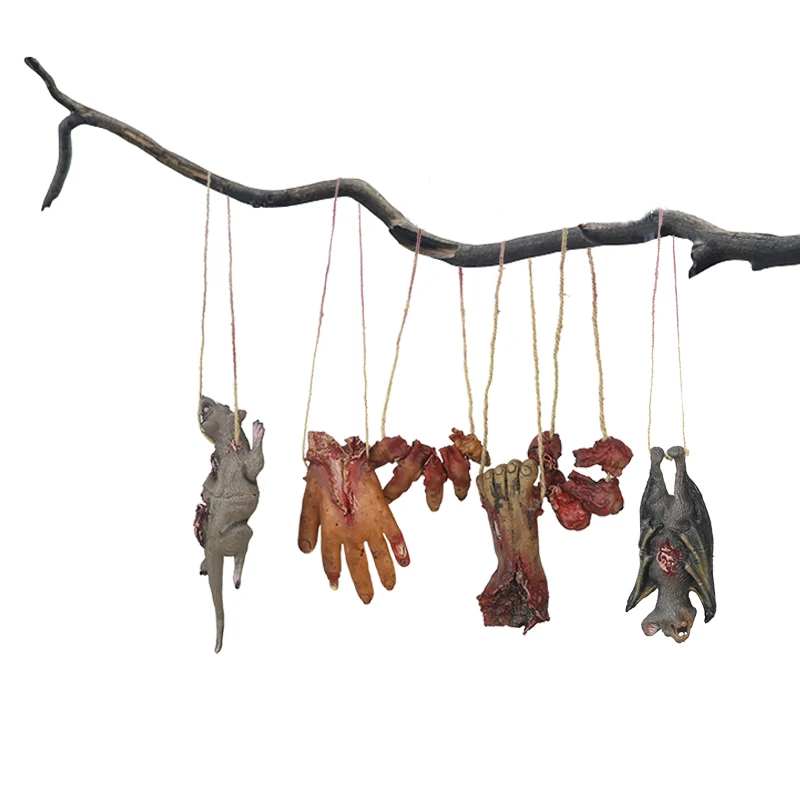 

1P Horror Hanging Prop Fake Dead Mouse Bat Broken Hands Feet Terror Halloween Party Decoration Haunted House Decor Prop Ornament