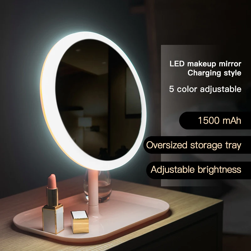 

Mirror Makeup Mirror with LED Lights Female Portable LED Mirror Live Fill LED Mirror Charging Table Makeup Light Small mirrors