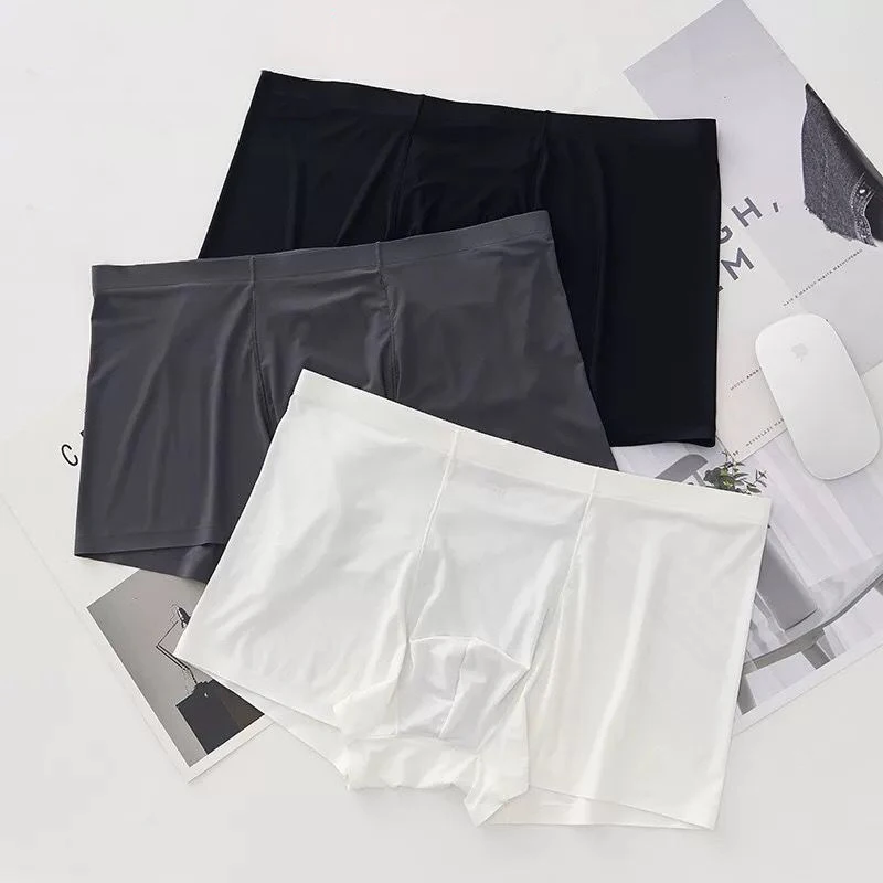 Summer Ice Silk Men Underwear Seamless Transparent Boxer Shorts Ultra Thin Sheer Breathable Comfortable Panties Underpants