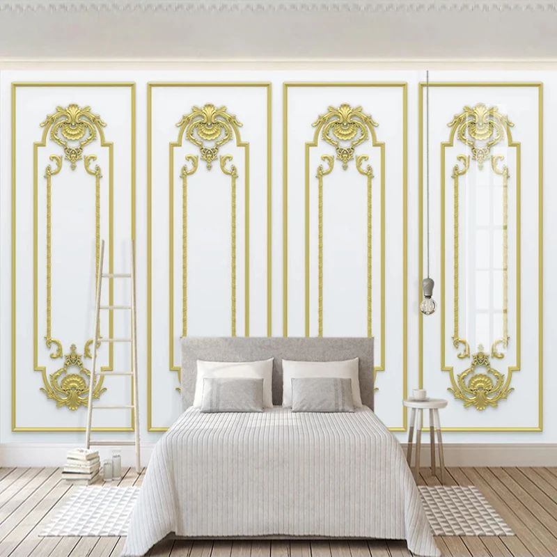 Индивидуальная настенная живопись 3D рельефная штукатурка Золотая решетка