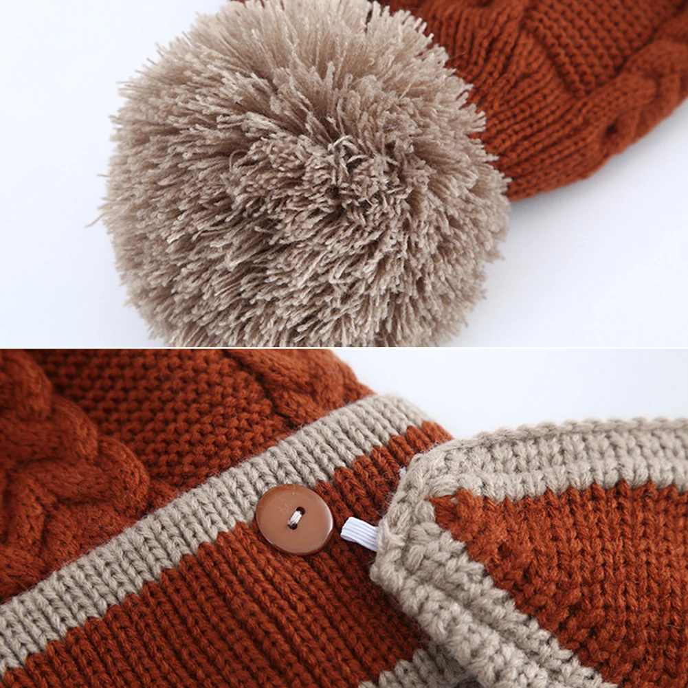 3 шт. один комплект Женская Зимняя шерстяная вязаная Пушистая Шапка бини теплая