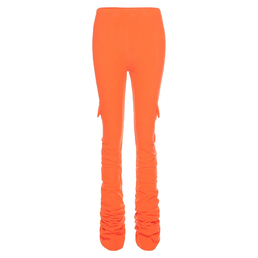 

92K20P09751 Summer fashion women's new pure color high waist street shooting versatile casual pants stacked pants