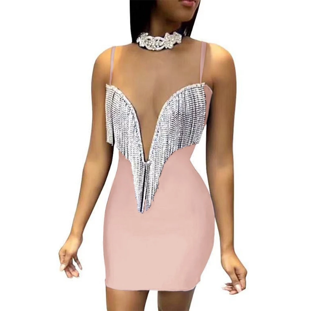 Ocstrade розовое платье на бретельках без рукавов с мини кисточками|Женские платья| |