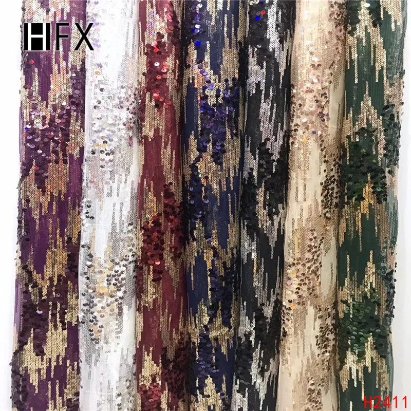HFX 2019 Нигерия новейший дизайн блесток кружевная ткань Высокое качество