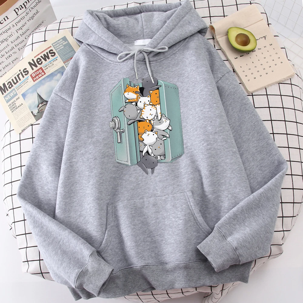 

Hot Sale Loose Vintage Sportwear Treasure Cute Cats Printing Men Hooded Coldproof Fashion Male Sweatshirt Large Size Soft Hoodie