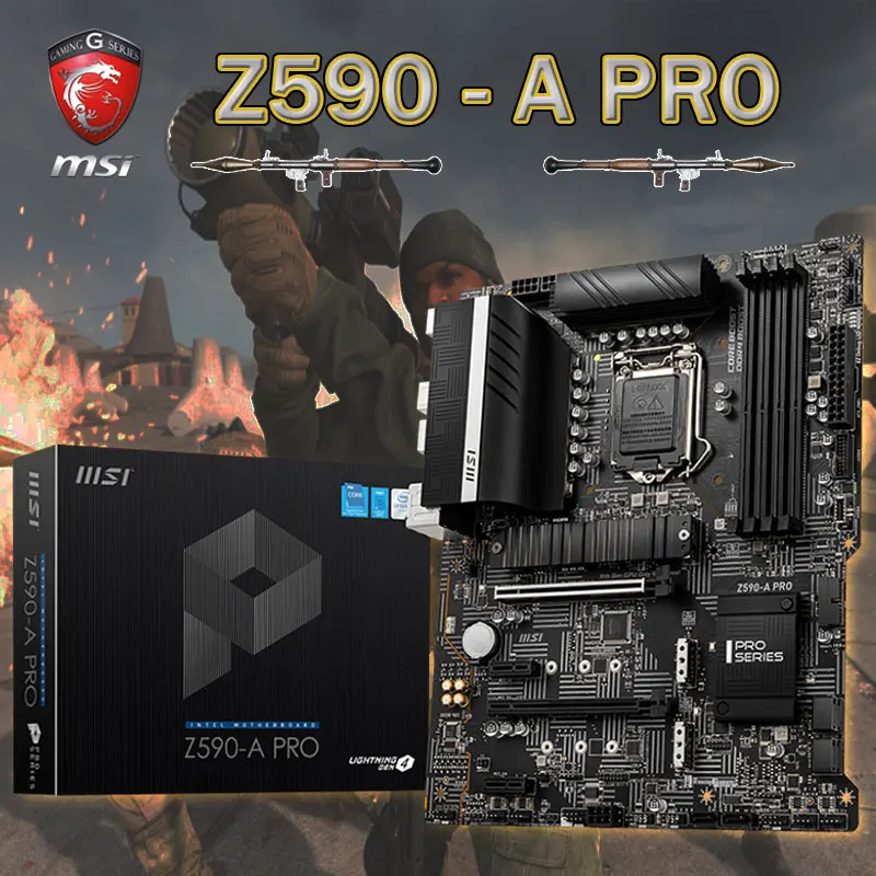 Günstig LGA 1200 10th-Gen 11th-Gen CPU MSI Z590-A PRO Motherboard DDR4 128Gb 5333(OC)MHz 3xM.2 PCI-E 4,0 Placa-mãe Desktop Chia Z590 Neue