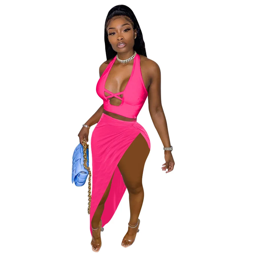 Для женщин сложены два комплект из 2 частей пикантные Клубные топы и высоким