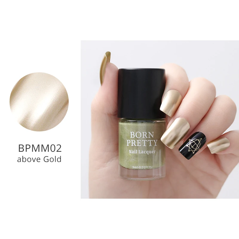 BORN PRETTY 9 мл металл с эффектом зеркала лак для ногтей фиолетовый розовый Золотой Серебряный хромированный лак для ногтей металлический дизайн ногтей - Цвет: BPMM02