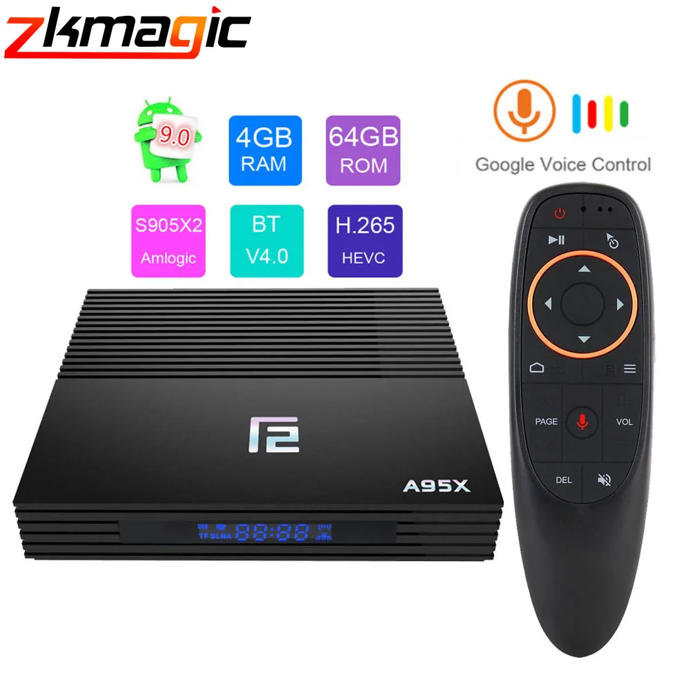 A95X F2 Android 9,0 ТВ приставка Amlogic S905X2 приставка 2,4 и 5G двойной Wifi Bluetooth 4,2 голосовой пульт дистанционного управления 4 Гб 64 Гб Смарт ТВ приставка