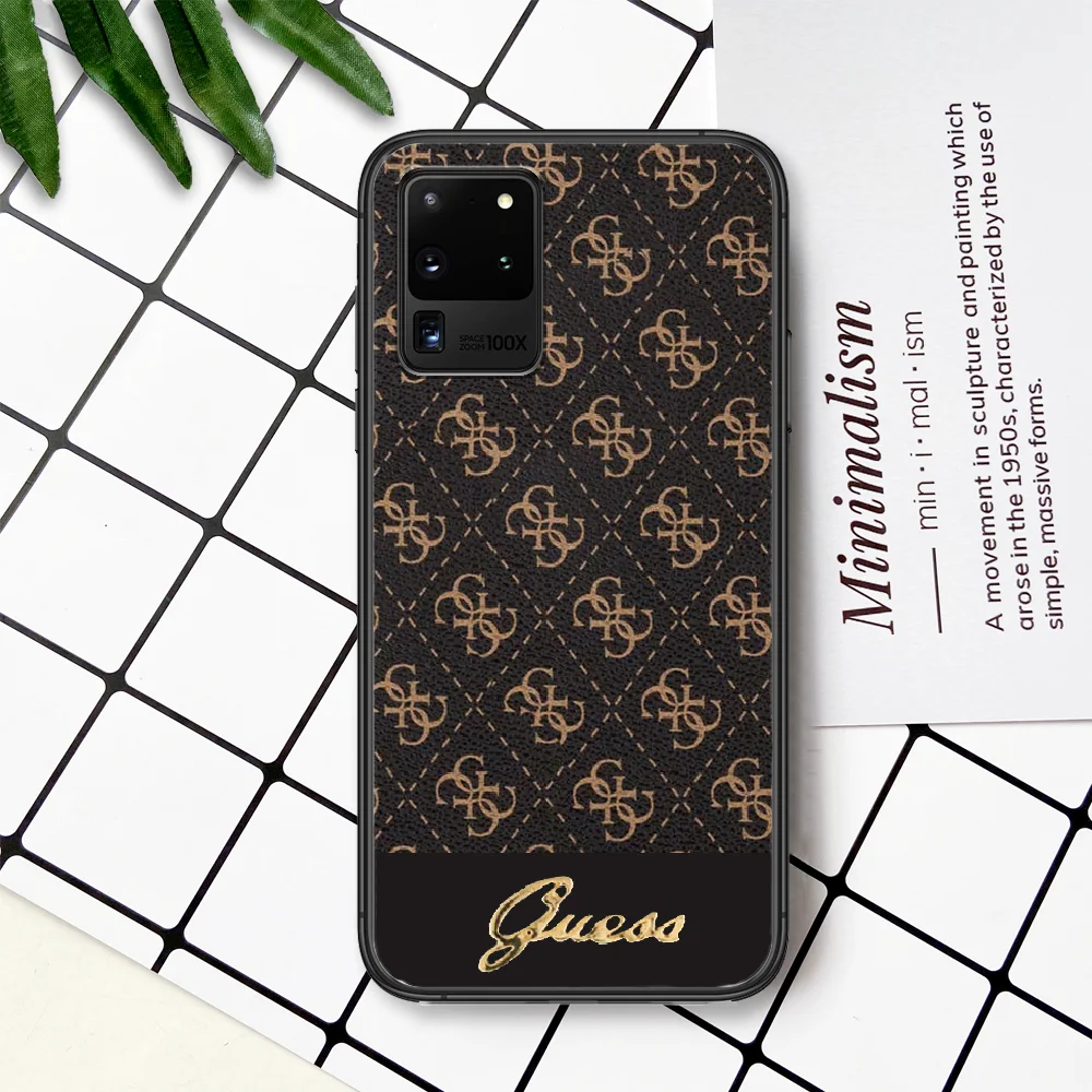 

Luxury Brand Guessing Phone Case For Samsung Galaxy Note S 8 9 10 20 Plus E Lite Uitra black Coque Tpu Funda Fashion Etui 3D