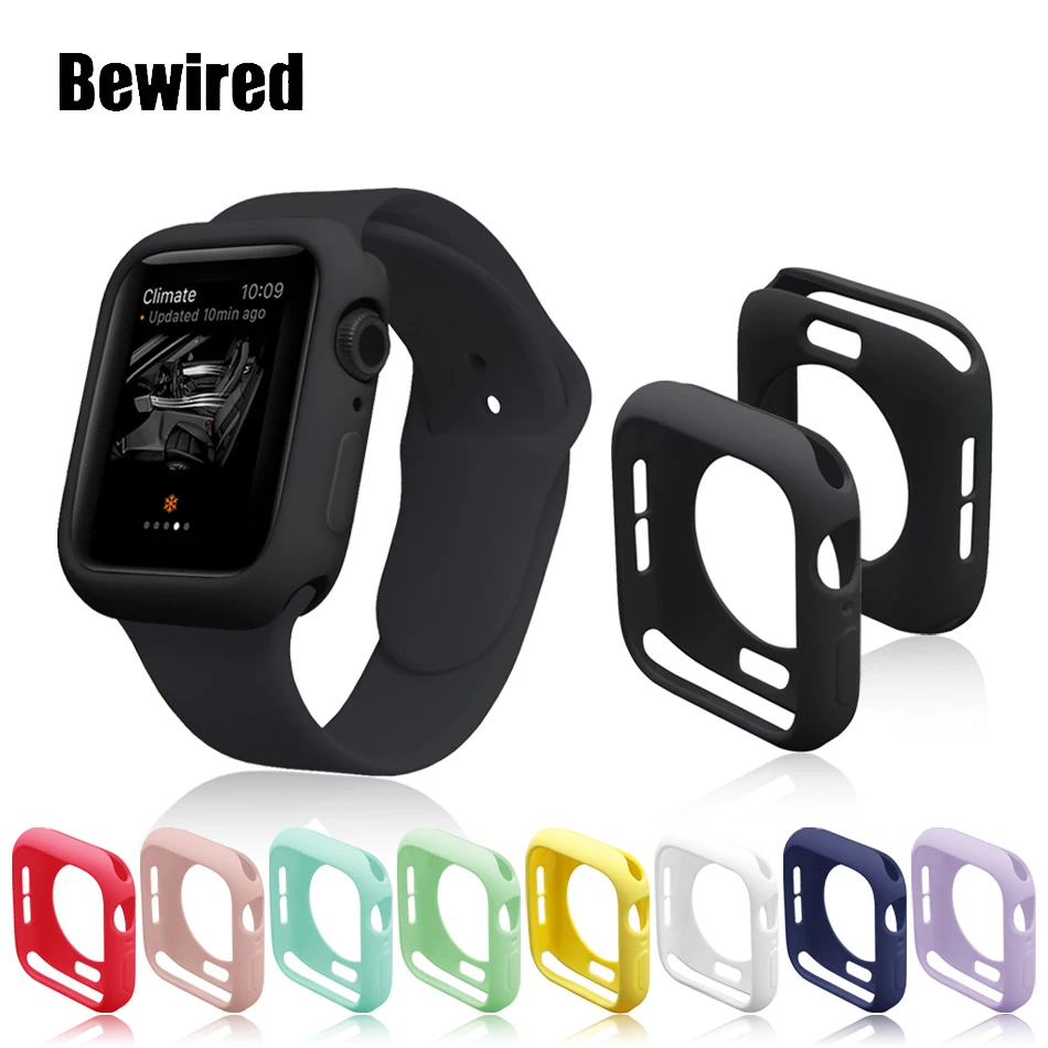 Мягкий силиконовый чехол для часов Apple Watch SE 6/5/4/3/2/1 38 мм 40 защитный iWatch серии 42 44