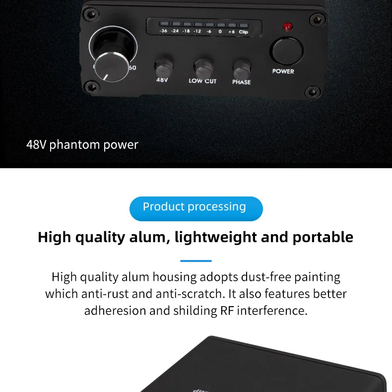 Alctron RD501 Многофункциональный одноканальный микрофонный предусилитель для записи в переключатель фаз, 48В, низкий разрез переключатель