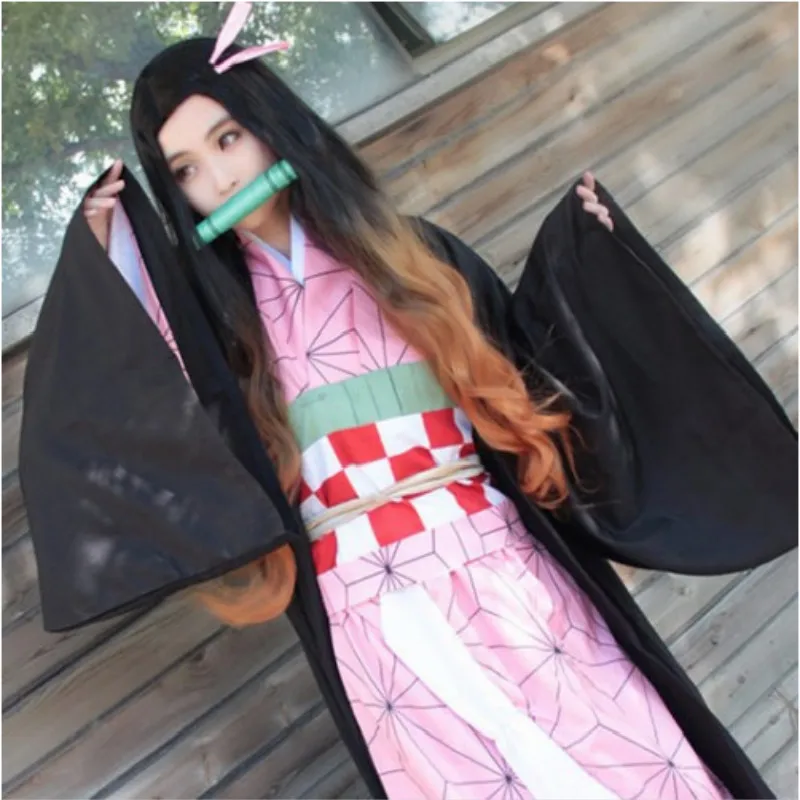 

Anime Demon Slayer Cosplay Long Wig Blade of Demon Slayer Kimetsu Halloween Anime Heat Resistant Fiber Long Synthetic Hair