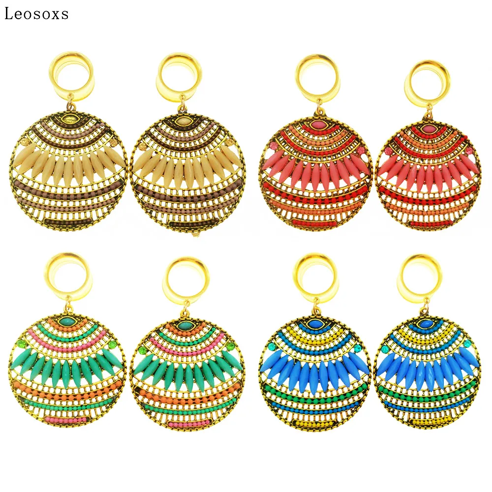 

Leosoxs 2pcs Stainless Steel Ear Tunnels Plugs Piercing Jewelry Hollow Stud Earrings Ear Stretchers Expander Plugs and Tunnels