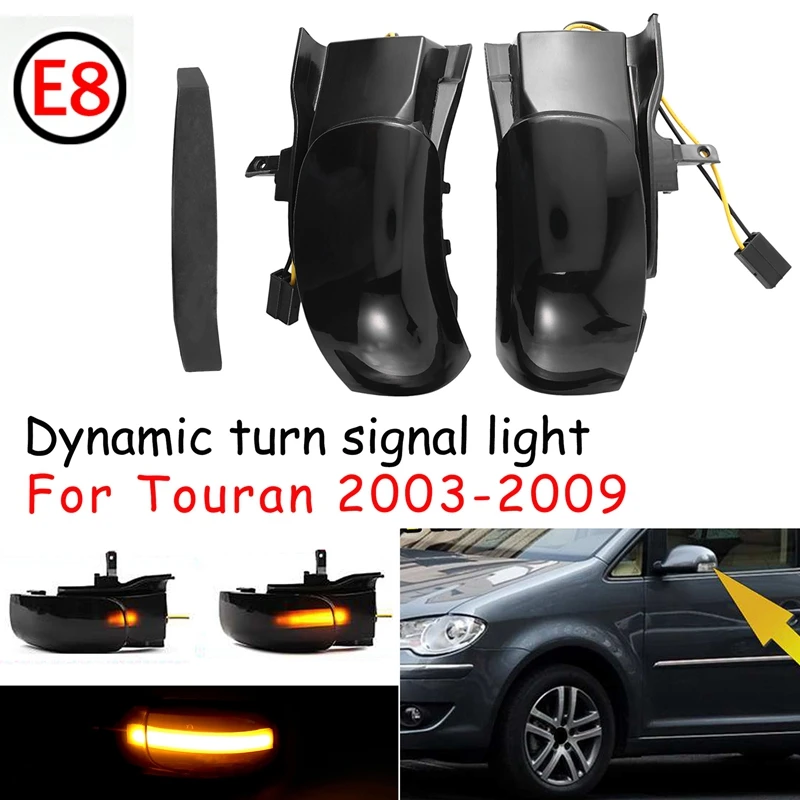 

LED Dynamic Side Mirror Indicator, for Touran 2003-2010 Rear View Turn Signal Flashing Lights Blinker, Amber