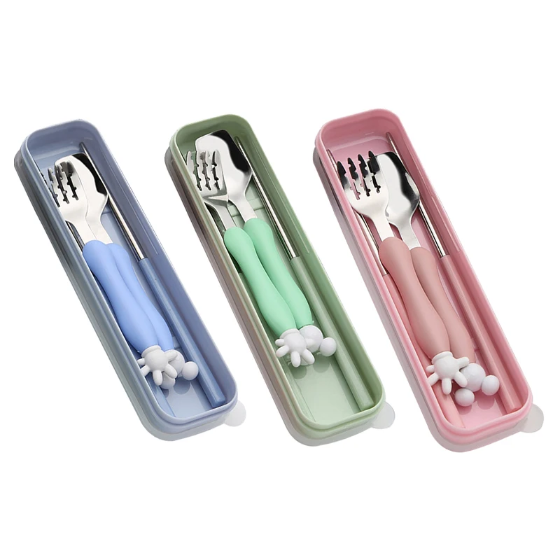

Cute Cartoon Stainless Steel Children Tableware Set Lovely Mouse Fork Teaspoon Cutlery Kids Cutlery Sets With Box