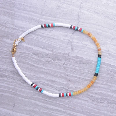 necklace 5 Богемский воротник vsco девушка lucite shell Чокеры Ожерелье bijoux femme переработанный диск Африканский виниловый бисер ожерелье для женщин HEISHI - Окраска металла: necklace 5