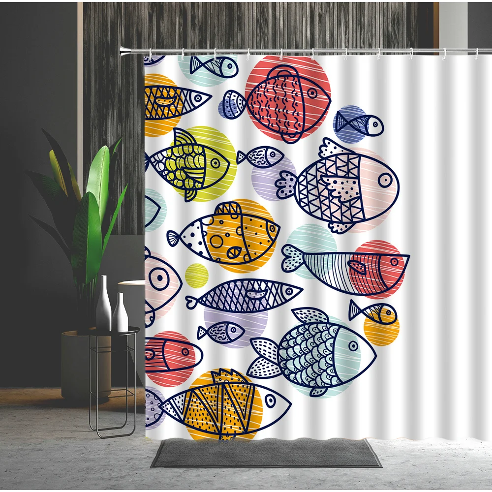 

Cartoons Child Bath Curtain Interesting Bear Printing Pattern Bedroom Hanging Curtain Bathroom Decoration With Hooks