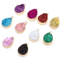 2pc natural stone pendants reiki heal gold plated druzy charms for jewelry making diy women necklace earrings accessories