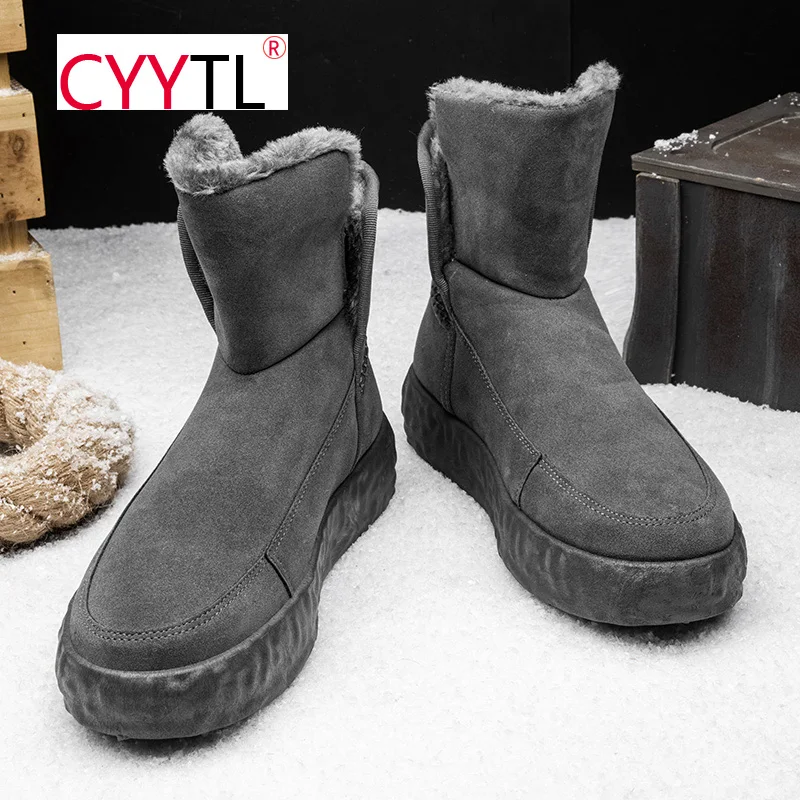 

CYYTL 2021 New Men Boots Winter Snow Waterproof Keep Warm Plush Ankle Shoes Outdoor Thicken Platform Hommes Bottes Booties
