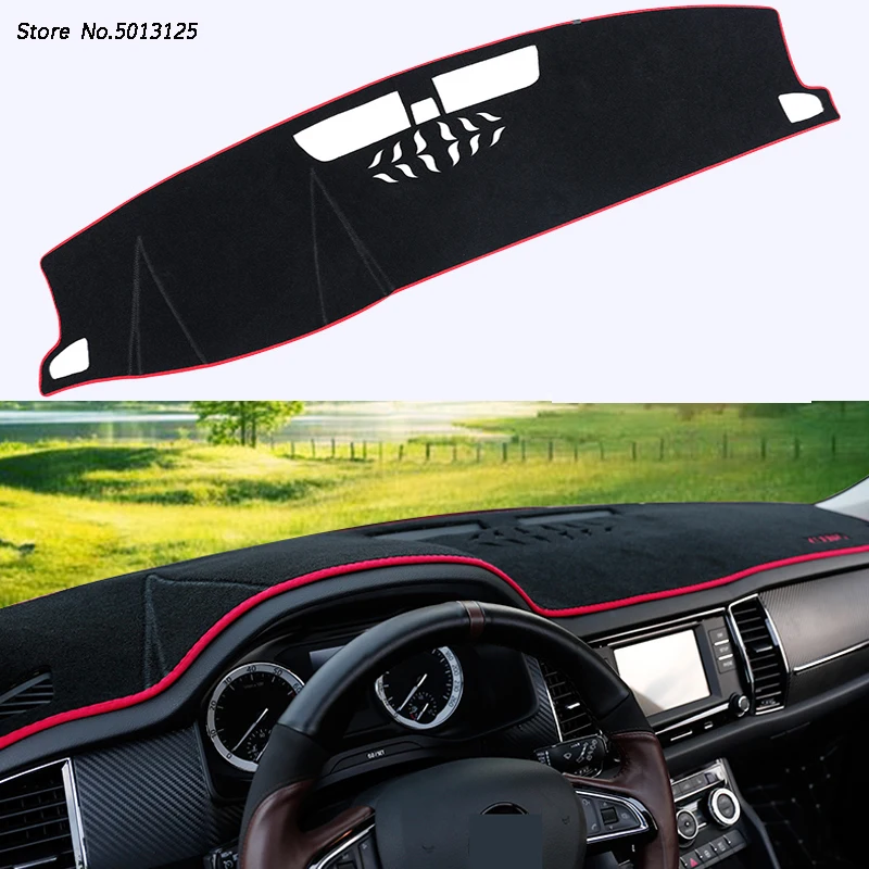 

Car Left Right Drive Dashboard Mat Cover Pad Anti-UV Sun Shade Instrument Panel Carpet For Skoda Kodiaq 2017 2018 2019 2020 2021