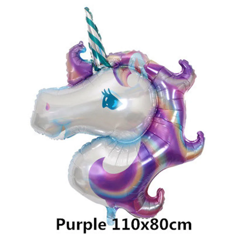 1 шт./упак. Алюминиевый фольгированный многоцветный воздушный шар единорога для