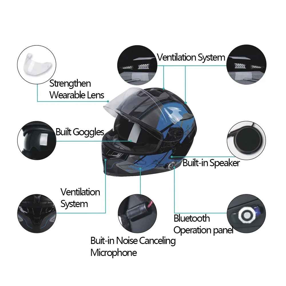 Новинка умный мотоциклетный Bluetooth шлем встроенный в Полулицо FM поддержка 6