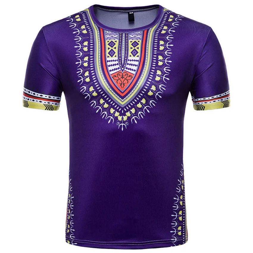 Мужские традиционные африканские костюмы летняя футболка с 3D принтом Дашики