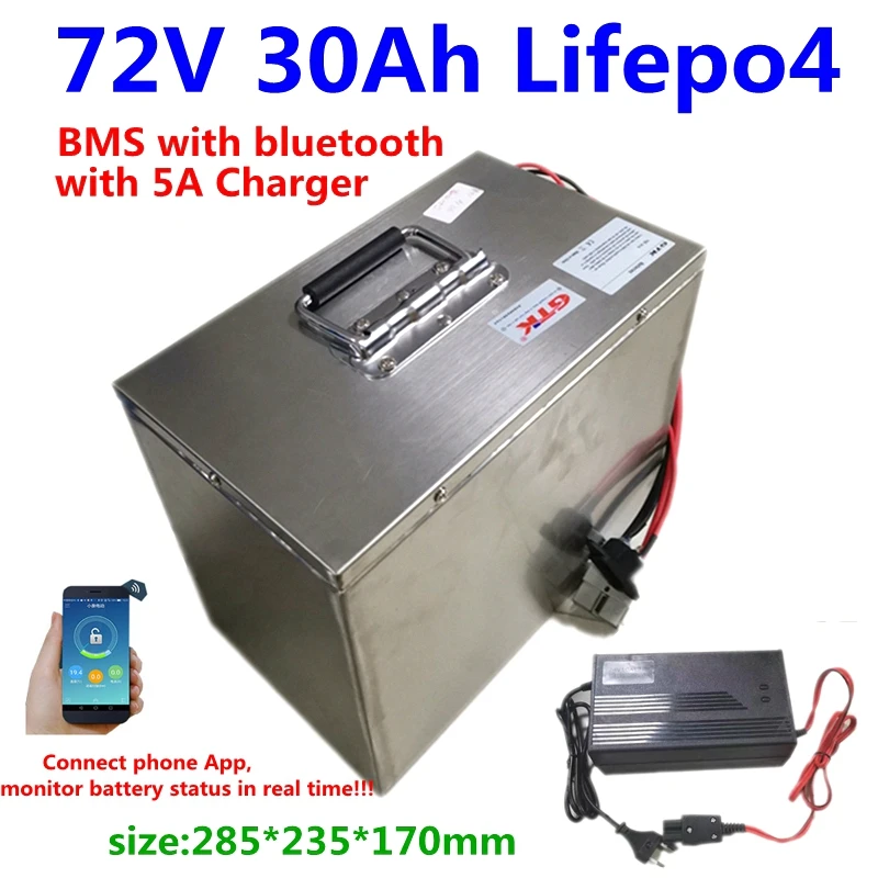Модернизированный Аккумулятор Lifepo4 72 в 30 Ач 20 BMS с bluetooth для мотоцикла