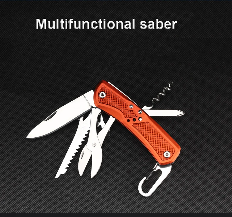 

9 IN 1 Multifunction Folding Swiss Pocket Knife Army Survival Outdoor Camping Tool Stainless Steel Pocket-Size Hunting knives