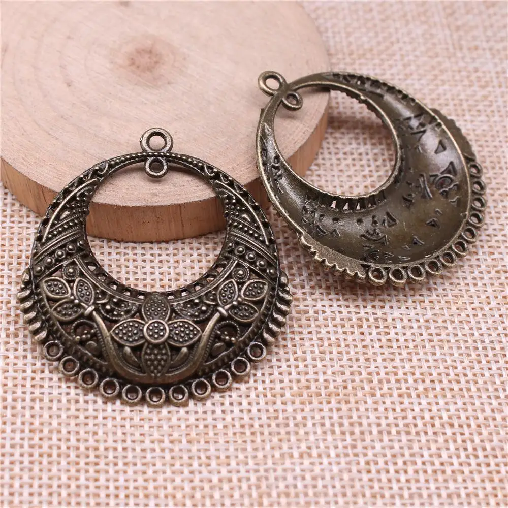 

Rounded Hollow Earring Connector For Jewelry Making Findings Handmade DIY Craft 2pcs Antique Bronze Color 46x42mm