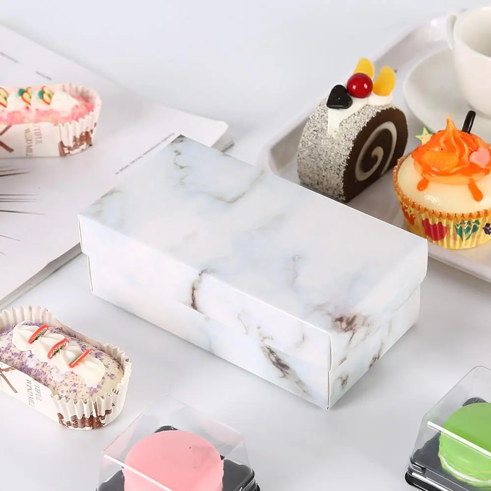 StoBag 10 шт. мраморная/Золотая/белая с крышкой бумажная коробка подарок на свадьбу